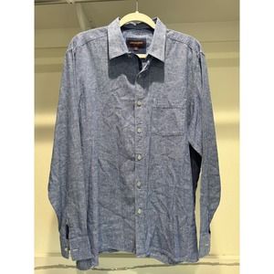 Johnston & Murphy Men's Long Sleeve‎ Button Down Blue Polka Dot Size XL